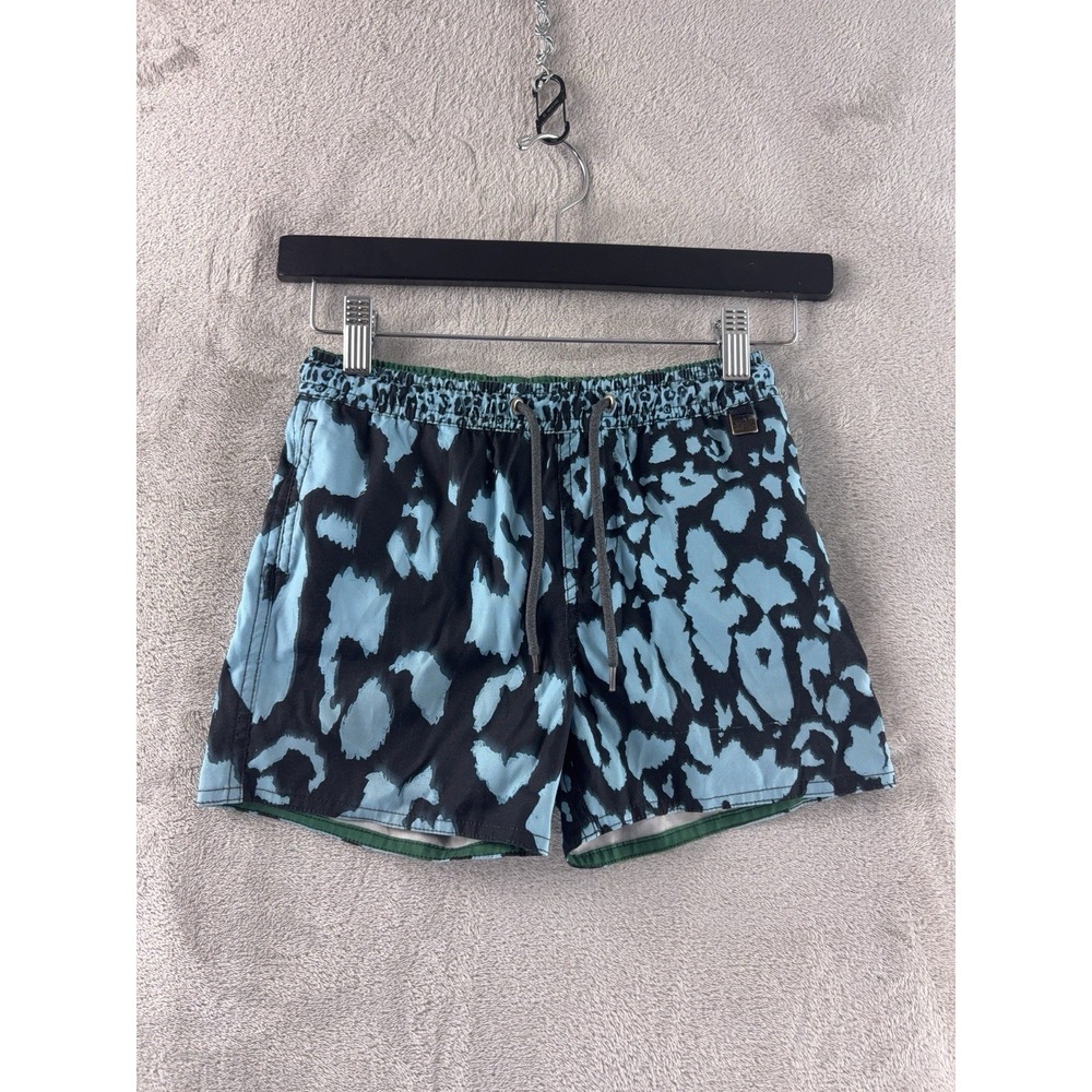 Agua Bendita Swim Shorts Boys Size 6 Blue Animal Print Drawstring Beach